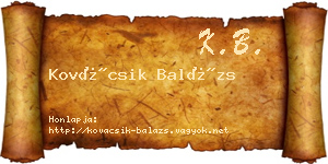 Kovácsik Balázs névjegykártya